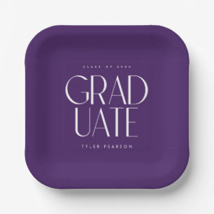 Eenvoudige Paarse graduatiepartij van het moderne  Papieren Bordje
