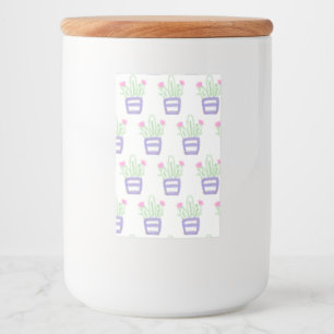 Eenvoudige paarse groene cactus glitters glitter a voedselcontainer etiket