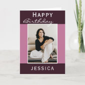 Eenvoudige Paarse Happy Birthday-foto Kaart (Voorkant)