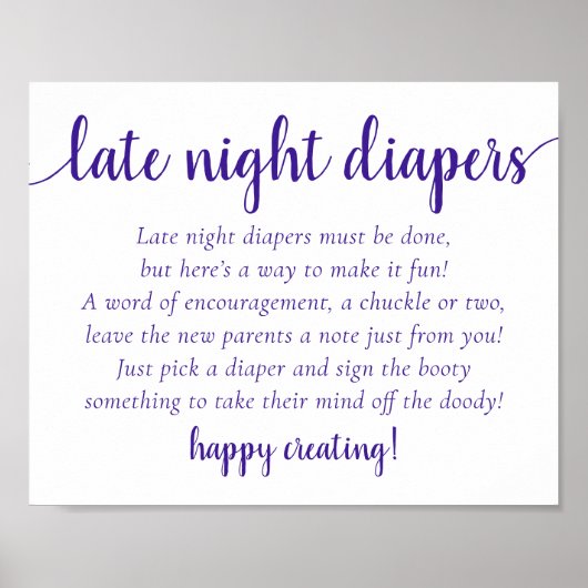 Eenvoudige Paarse late night luiers | druivendouch Poster (Voorkant)