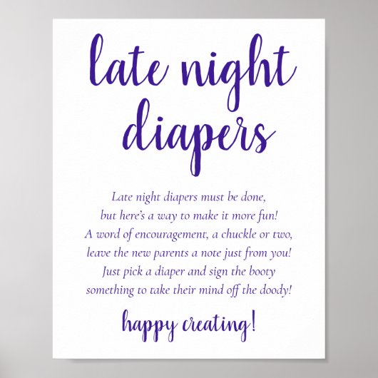 Eenvoudige Paarse late night luiers | druivendouch Poster (Voorkant)