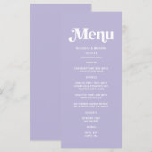 Eenvoudige Paarse Lavendel bruiloft Menu (Voorkant / Achterkant)