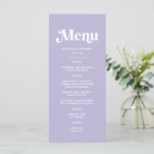 Eenvoudige Paarse Lavendel bruiloft Menu (Staand voorkant)