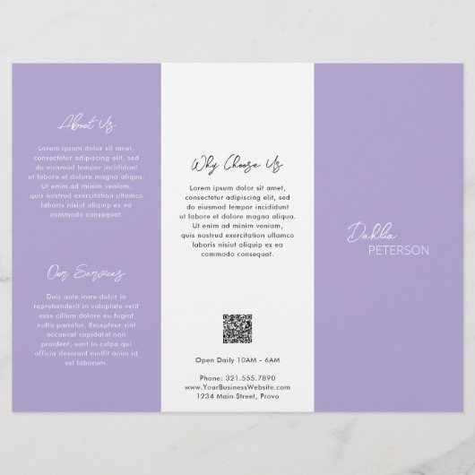 Eenvoudige Paarse lavendel Contemedhedendaagse QR- Flyer (Voorkant)