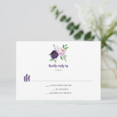 Eenvoudige Paarse Lavendel Waterverf Flowers RSVP (Staand voorkant)