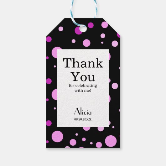 Eenvoudige Paarse Lila polka dot zwart dank u Cadeaulabel (Voorkant)