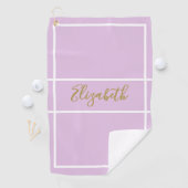 eenvoudige paarse met aangepaste naam dames golfhanddoek (Insitu)