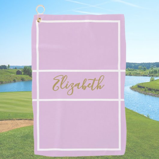 eenvoudige paarse met aangepaste naam dames golfhanddoek