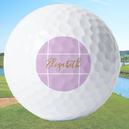 Eenvoudige paarse minimalistische aangepaste naam golfballen