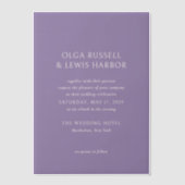 Eenvoudige Paarse Moderne Bruiloft Vellum Uitnodigingen (Voorkant)