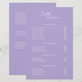 Eenvoudige Paarse moderne prijslijst (Voorkant / Achterkant)