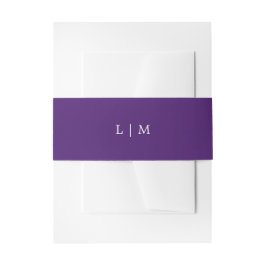 Eenvoudige Paarse Monogram Elegante Trouw Uitnodigingen Wikkel