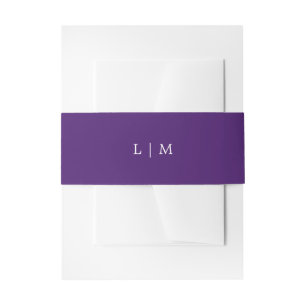 Eenvoudige Paarse Monogram Elegante Trouw Uitnodigingen Wikkel