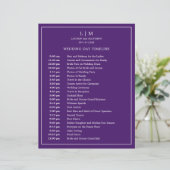 Eenvoudige Paarse Monogram Elegante Trouwtijdlijn (Staand voorkant)