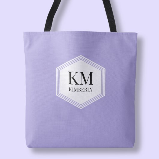 Eenvoudige Paarse Monogram Moderne Gepersonaliseer Tote Bag