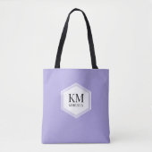 Eenvoudige Paarse Monogram Moderne Gepersonaliseer Tote Bag (Voorkant)
