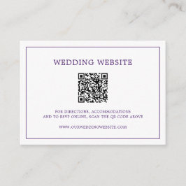 Eenvoudige Paarse Monogram QR Code Elegante Trouwd Informatiekaartje