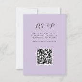 Eenvoudige Paarse QR Code RSVP bruiloft Kaartje (Voorkant)