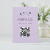 Eenvoudige Paarse QR Code RSVP bruiloft Kaartje (Staand voorkant)