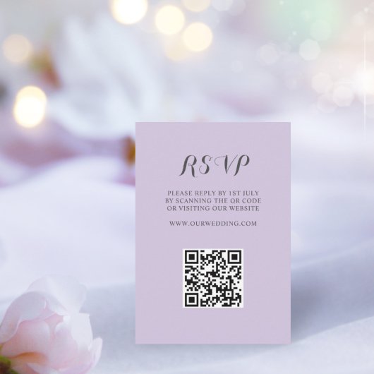 Eenvoudige Paarse QR Code RSVP bruiloft Kaartje