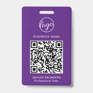 Eenvoudige paarse QR-code werknemers-ID Badge