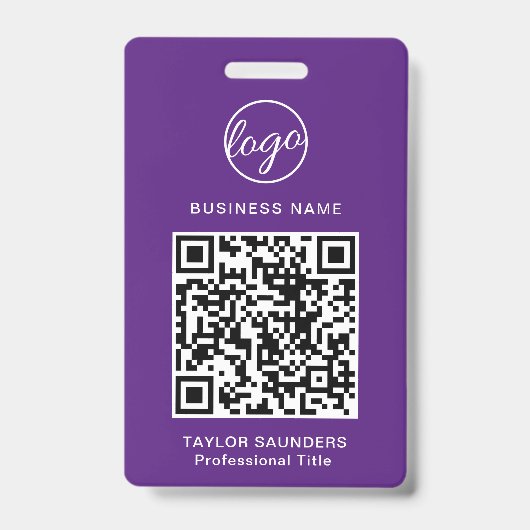 Eenvoudige paarse QR-code werknemers-ID Badge (Voorzijde)