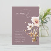 Eenvoudige Paarse Roze Wilde Bloemen Huwelijk Kaart (Staand voorkant)