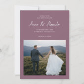 Eenvoudige Paarse script foto bruiloft Save The Date (Voorkant)