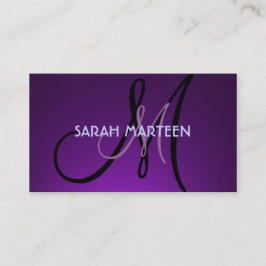 Eenvoudige paarse thema monogram aangepaste kaarte visitekaartje