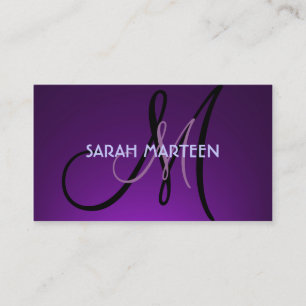 Eenvoudige paarse thema monogram aangepaste kaarte visitekaartje