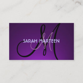 Eenvoudige paarse thema monogram aangepaste kaarte visitekaartje