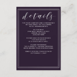 Eenvoudige Paarse trouwkaart Informatiekaartje