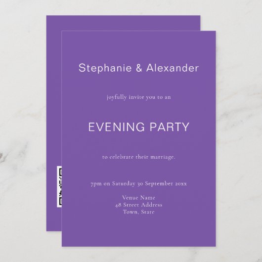 Eenvoudige Paarse uitnodiging tot het indienen van (Voorkant / Achterkant)