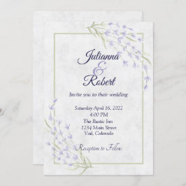 Eenvoudige paarse uitnodiging voor een bruiloft