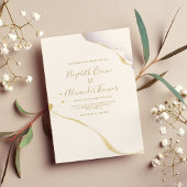 Eenvoudige paarse waterverf en gouden glitter brui kaart