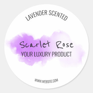 Eenvoudige Paarse Waterverf Witte Productlabels Ronde Sticker