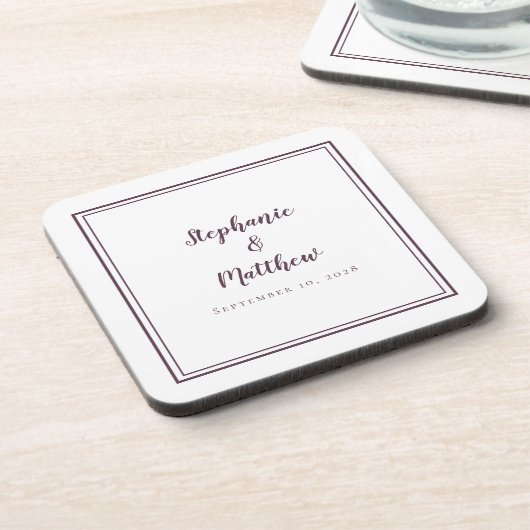 Eenvoudige Paarse weddenschap Moderne Minimalistis Bier Onderzetter (Linkerzijde)