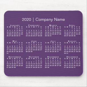 Eenvoudige Paarse White 2020 Calendar Company Name Muismat