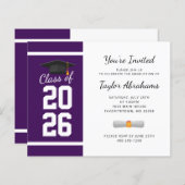 Eenvoudige Paarse witte Afstuderen uitnodiging (Voorkant / Achterkant)