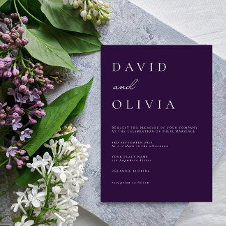 Eenvoudige Paarse zwart-wit elegante minimalist Kaart