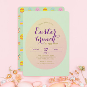 Eenvoudige Paasbrunch Egg Hunt Groen Paarse Kaart