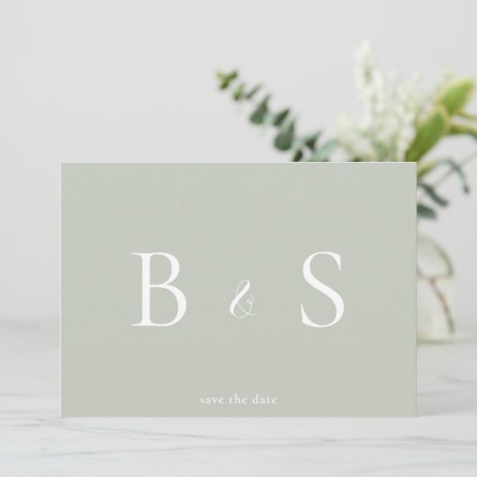 Eenvoudige pagina en witte QR-code van het Monogra Save The Date (Staand voorkant)