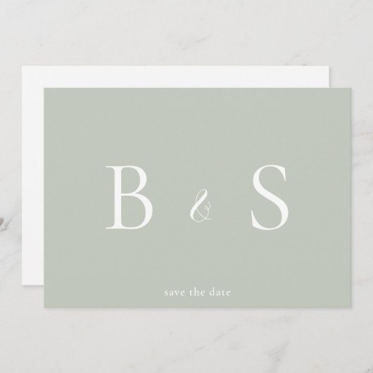 Eenvoudige pagina en witte QR-code van het Monogra Save The Date (Voorkant / Achterkant)