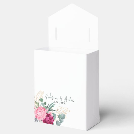 Eenvoudige pagina groen | Blush Pink Floral Weddin Bedankdoosjes (Geopend)