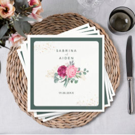 Eenvoudige pagina groen | Blush Pink Floral Weddin Servet