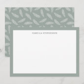 Eenvoudige pagina Groene botanische, persoonlijke  Bedankkaart (Voorkant / Achterkant)