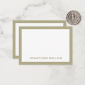 Eenvoudige pagina Groene Typografische Naam Notitiekaartje (Voorkant / Achterkant in situ)