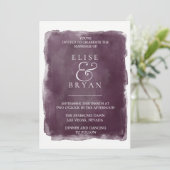 Eenvoudige Paint Splash Paarse Plum Waterverf Wedd Kaart (Staand voorkant)