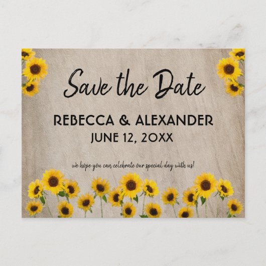 Eenvoudige Painterly Sunflower Sparen het Briefkaa Briefkaart (Voorkant)