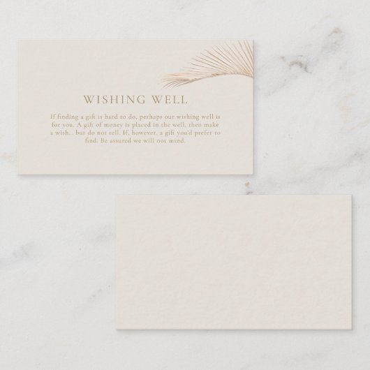 Eenvoudige Palm Leaf Wishing Well Enclosure Kaart (Voorkant / Achterkant)
